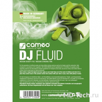 CAMEO DJ FLUID 5L Жидкость для дыма средней плотности и среднего времени рассеивания для дым-машин, 5 л