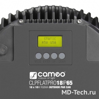CAMEO FLAT PRO 18 IP65 Светодиодный тонкий всепогодный PAR прожектор 18x10Вт RGBWA (5-в-1) в черном корпусе