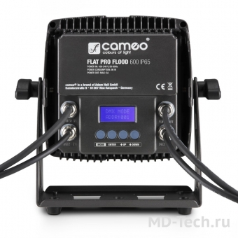 CAMEO FLAT PRO FLOOD 600 IP65 Наружный заливной светодиодный светильник высокой мощности 9x12Вт RGBWA-UV (6-в-1) в черном корпусе