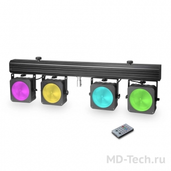 Cameo MULTI PAR COB 1 SET Комплект с 4-мя светодиодными светильниками (4х 1 x 30Вт COD RGB) с транспортным чехлом, 4 педальным ножным переключателем и подставкой